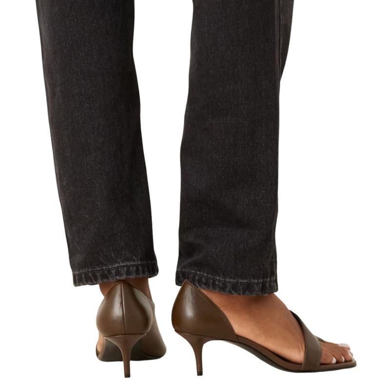 MANGO MNG 100% Leather Cut-Out Heeled Sandals Brown $100 NWOB Sz 39 8.5