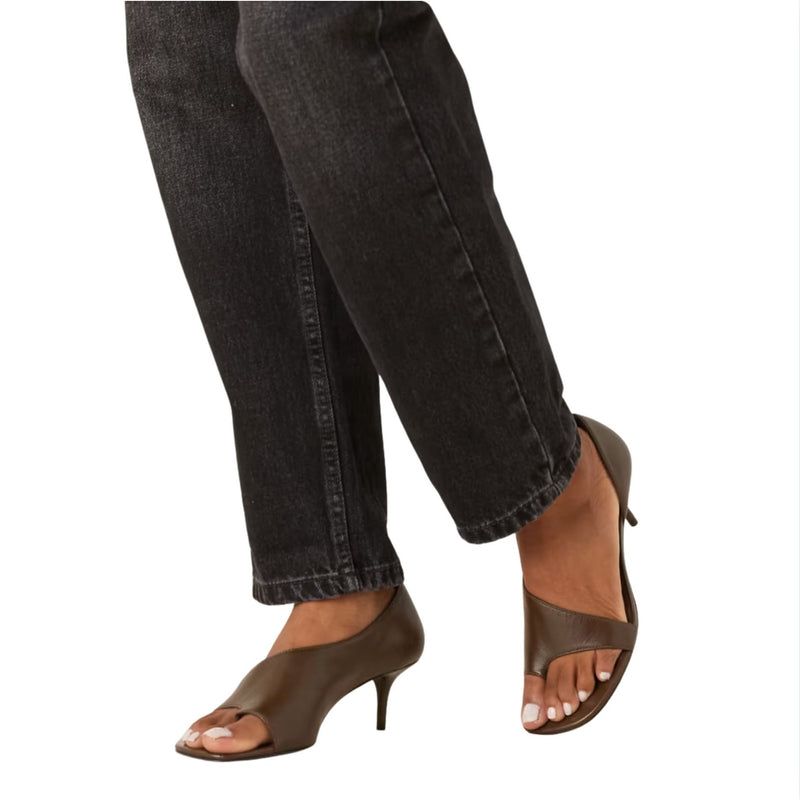 MANGO MNG 100% Leather Cut-Out Heeled Sandals Brown $100 NWOB Sz 39 8.5