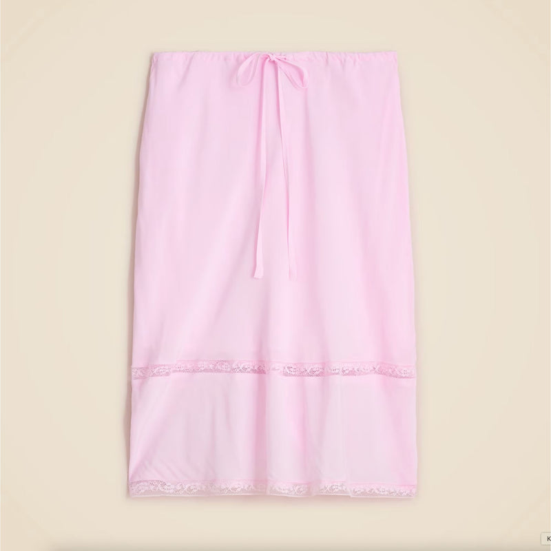 Rouje X J.Crew Poème Porcelain Pink Lace Insert Skirt $128 EUC S