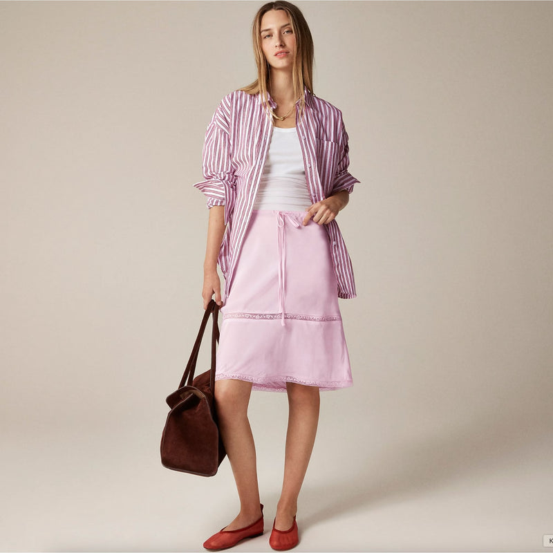 Rouje X J.Crew Poème Porcelain Pink Lace Insert Skirt $128 EUC S