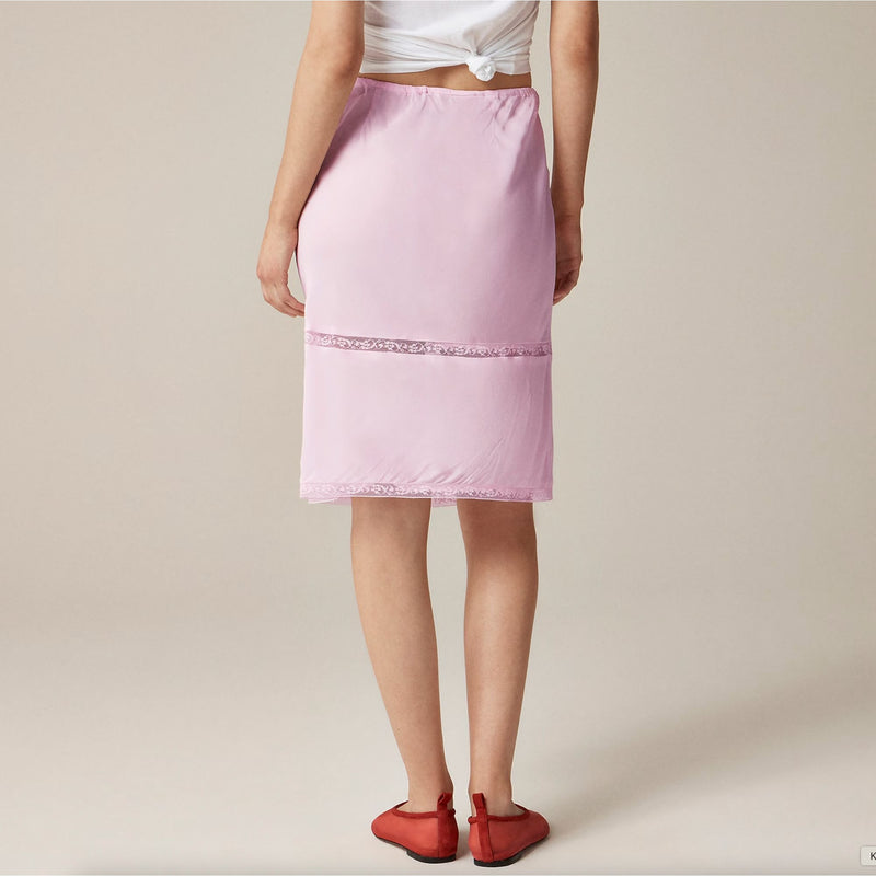 Rouje X J.Crew Poème Porcelain Pink Lace Insert Skirt $128 EUC S