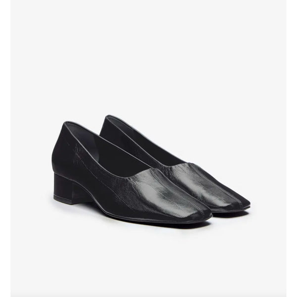 REFORMATION Inez Pump Leather Black Faux Eel $298 EUC 10