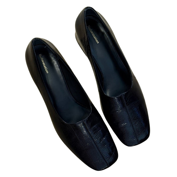 REFORMATION Inez Pump Leather Black Faux Eel $298 EUC 10