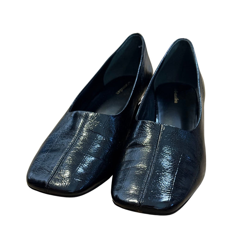 REFORMATION Inez Pump Leather Black Faux Eel $298 EUC 10