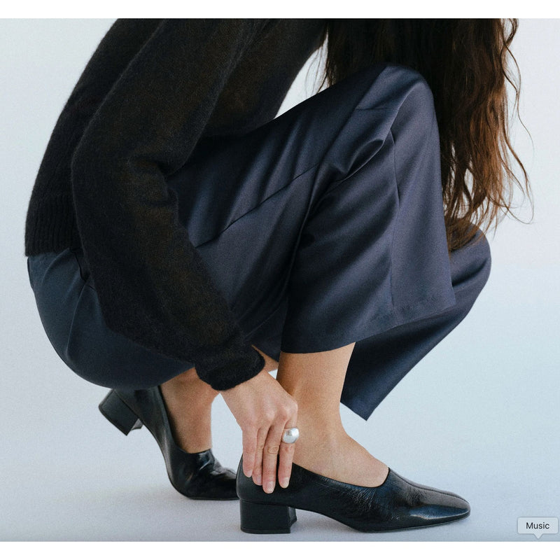 REFORMATION Inez Pump Leather Black Faux Eel $298 EUC 10