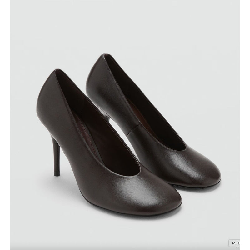 MANGO MNG Round-toe leather high-heeled shoes Brown $180 NWOB Sz 40