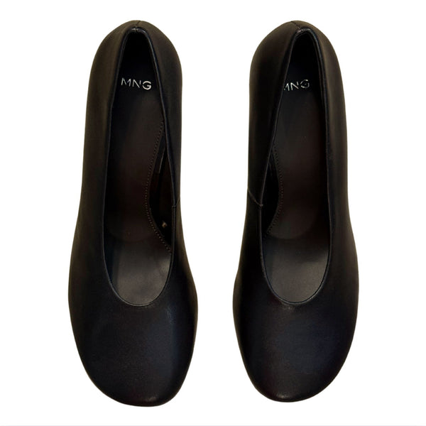 MANGO MNG Round-toe leather high-heeled shoes Brown $180 NWOB Sz 40