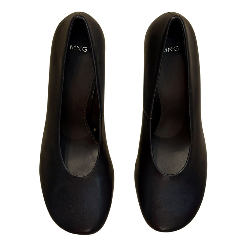 MANGO MNG Round-toe leather high-heeled shoes Brown $180 NWOB Sz 40