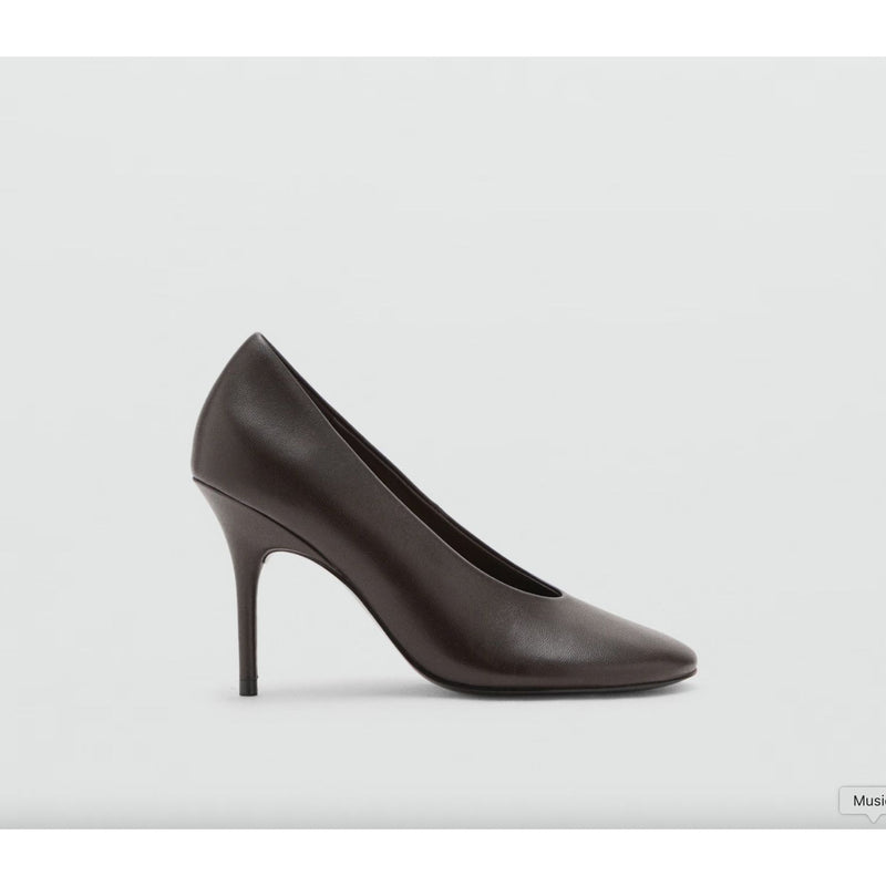 MANGO MNG Round-toe leather high-heeled shoes Brown $180 NWOB Sz 40