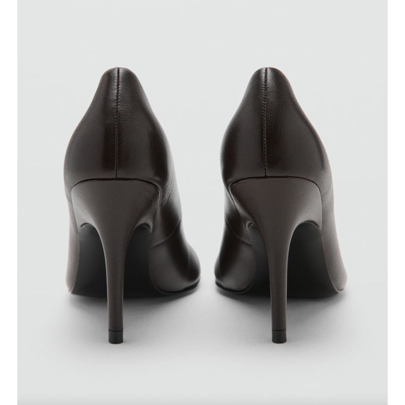 MANGO MNG Round-toe leather high-heeled shoes Brown $180 NWOB Sz 40