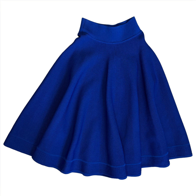 SCANLAN THEODORE Crepe Knit Cobalt Blue Circle Skirt $450 NWT S