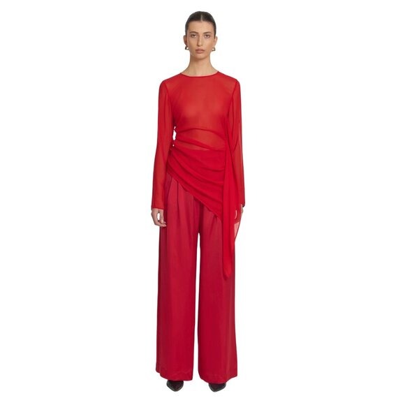 98. VIKTORIA & WOODS Stardust Red Sheer Silk Tunic Top $400 NWT Sz 1 US 4