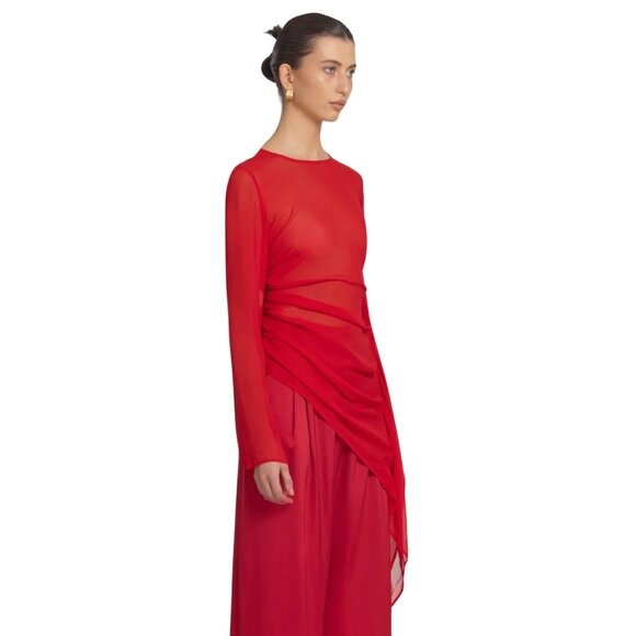 98. VIKTORIA & WOODS Stardust Red Sheer Silk Tunic Top $400 NWT Sz 1 US 4