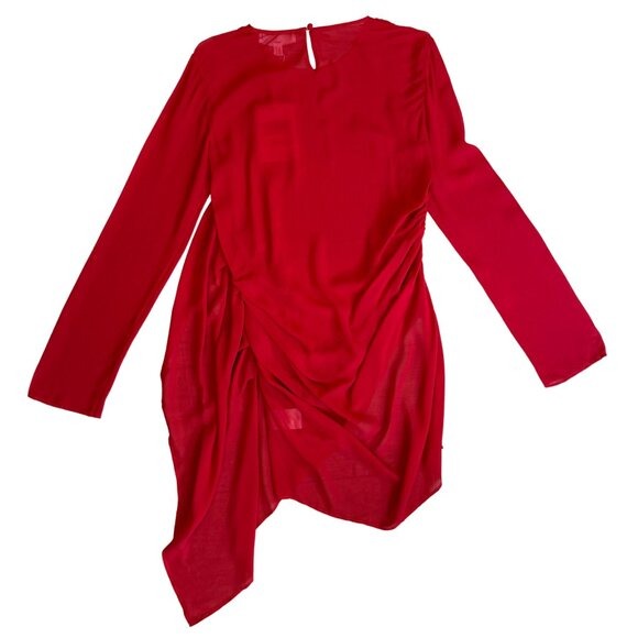 98. VIKTORIA & WOODS Stardust Red Sheer Silk Tunic Top $400 NWT Sz 1 US 4