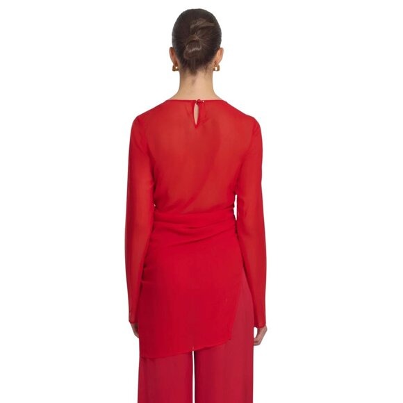 98. VIKTORIA & WOODS Stardust Red Sheer Silk Tunic Top $400 NWT Sz 1 US 4