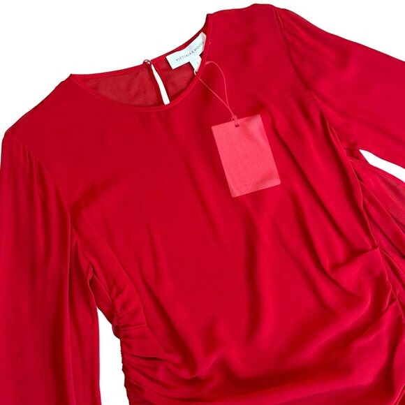 98. VIKTORIA & WOODS Stardust Red Sheer Silk Tunic Top $400 NWT Sz 1 US 4