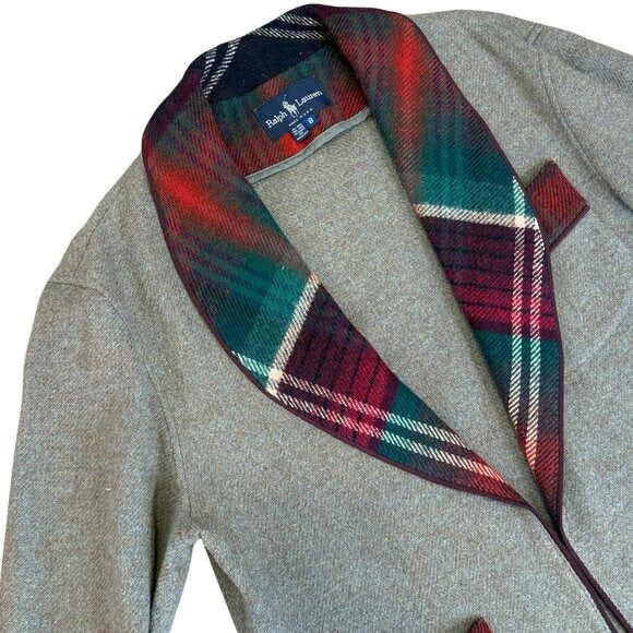 RALPH LAUREN Vintage 90s Blue Label Wool Woven Plaid Jacket EUC Sz 8