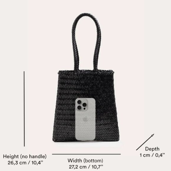 576. LIFFNER Flat Leather Basket Bag Dark Brown Silver Charm $395 NWOT