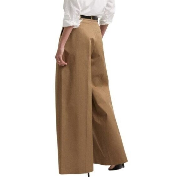 G. Gwyn by Goop Marlow Trouser Camel Tan Brown Wide Leg Pants $595 EUC Sz 4