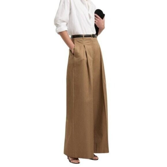 G. Gwyn by Goop Marlow Trouser Camel Tan Brown Wide Leg Pants $595 EUC Sz 4