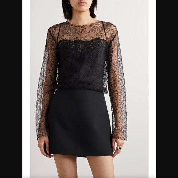 VERONICA DE PIANTE Isabel Black Lace Top $995 Like New IT Sz 42