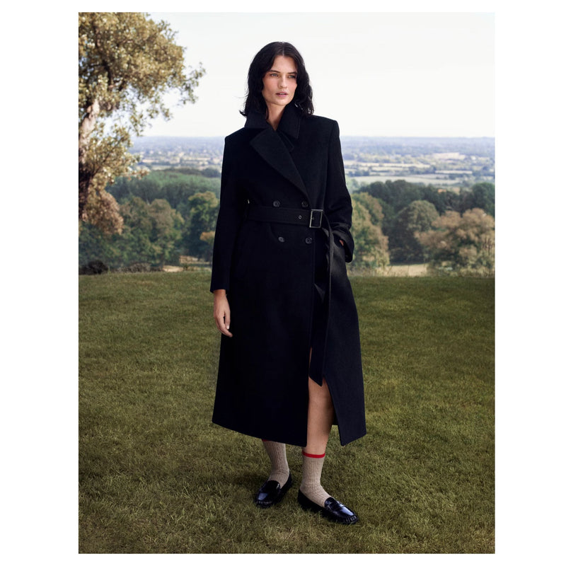 MARKS & SPENCER x Bella Freud Pure Wool Belted Double Breasted Coat $392 EUC UK 10 US 6