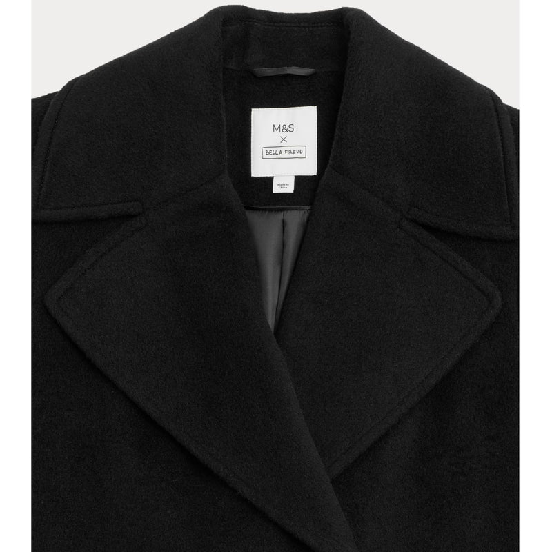 MARKS & SPENCER x Bella Freud Pure Wool Belted Double Breasted Coat $392 EUC UK 10 US 6