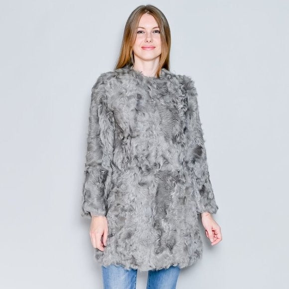 440. VINTAGE 1970s Gray Genuine Sheepskin Fur Jacket Small