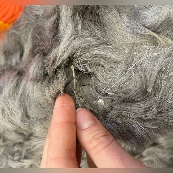 440. VINTAGE 1970s Gray Genuine Sheepskin Fur Jacket Small