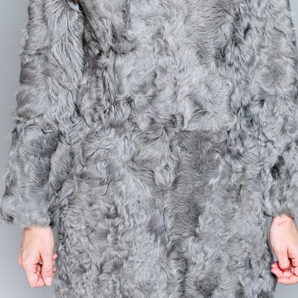 440. VINTAGE 1970s Gray Genuine Sheepskin Fur Jacket Small