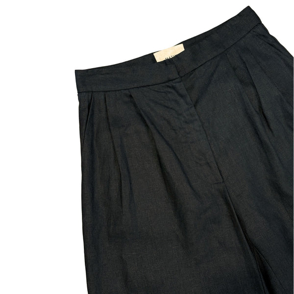 MATIN Herringbone Black Wide Leg Linen Pleat Trouser Pant $689 EUC Sz