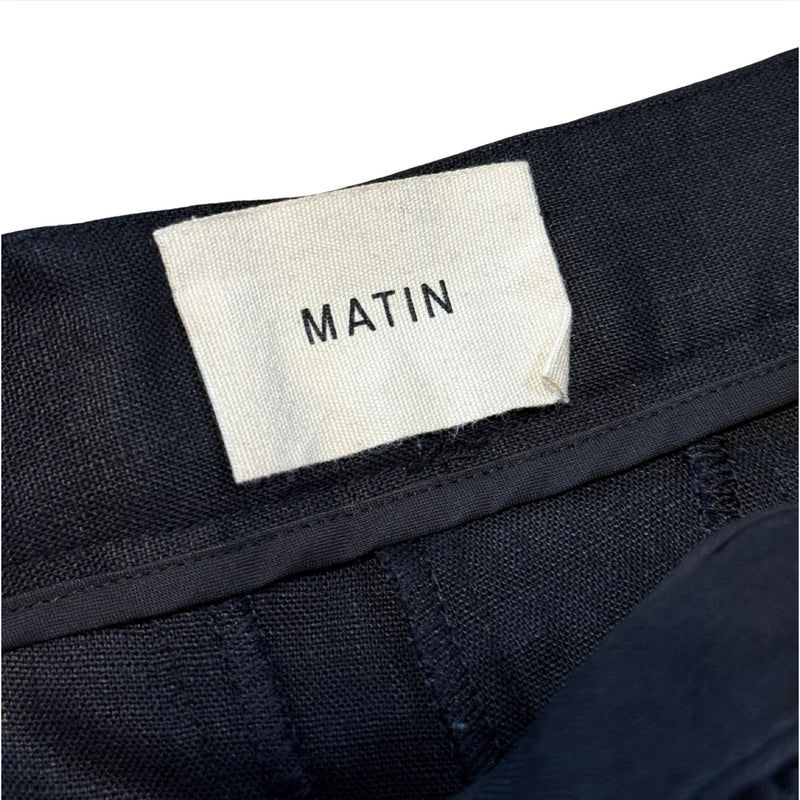 MATIN Herringbone Black Wide Leg Linen Pleat Trouser Pant $689 EUC Sz