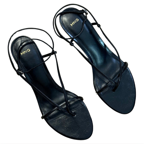 MANGO MNG Heeled Strappy Sandals Thin Strap Kitten $80 NWOB 39