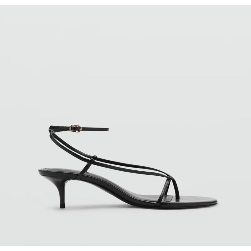 MANGO MNG Heeled Strappy Sandals Thin Strap Kitten $80 NWOB 39