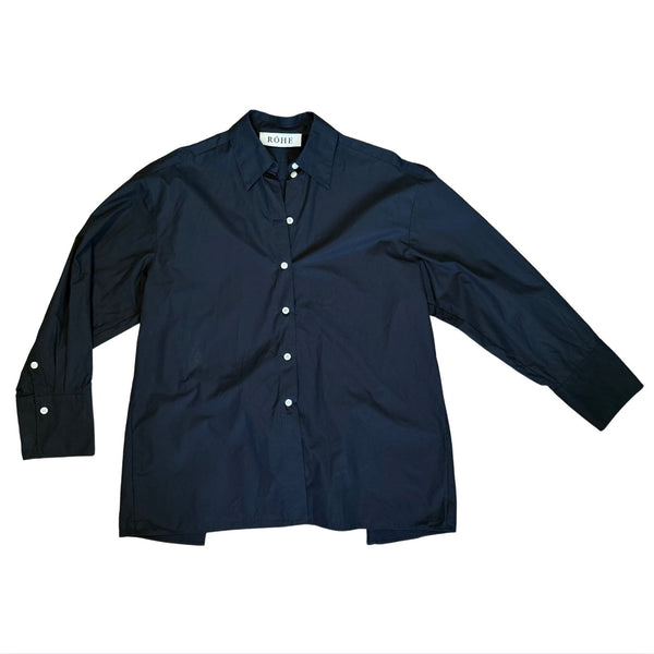 Rohe Frames Noir Black Open Black Shirt $445 EUC Small