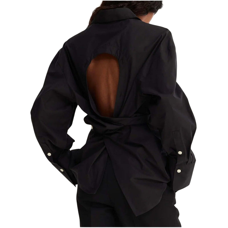 Rohe Frames Noir Black Open Black Shirt $445 EUC Small