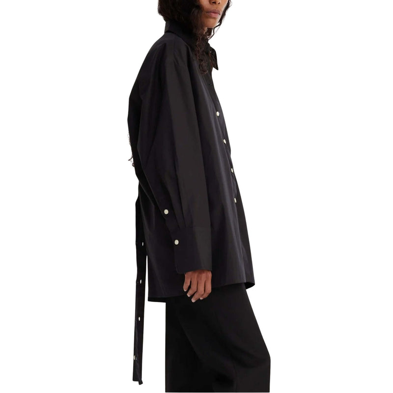 Rohe Frames Noir Black Open Black Shirt $445 EUC Small