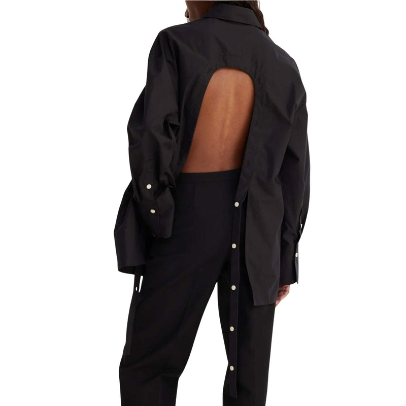 Rohe Frames Noir Black Open Black Shirt $445 EUC Small