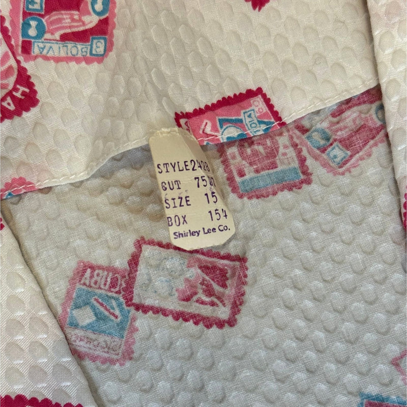 VINTAGE Shirley Lee Postage Stamp 50s White Textured Dress NWT