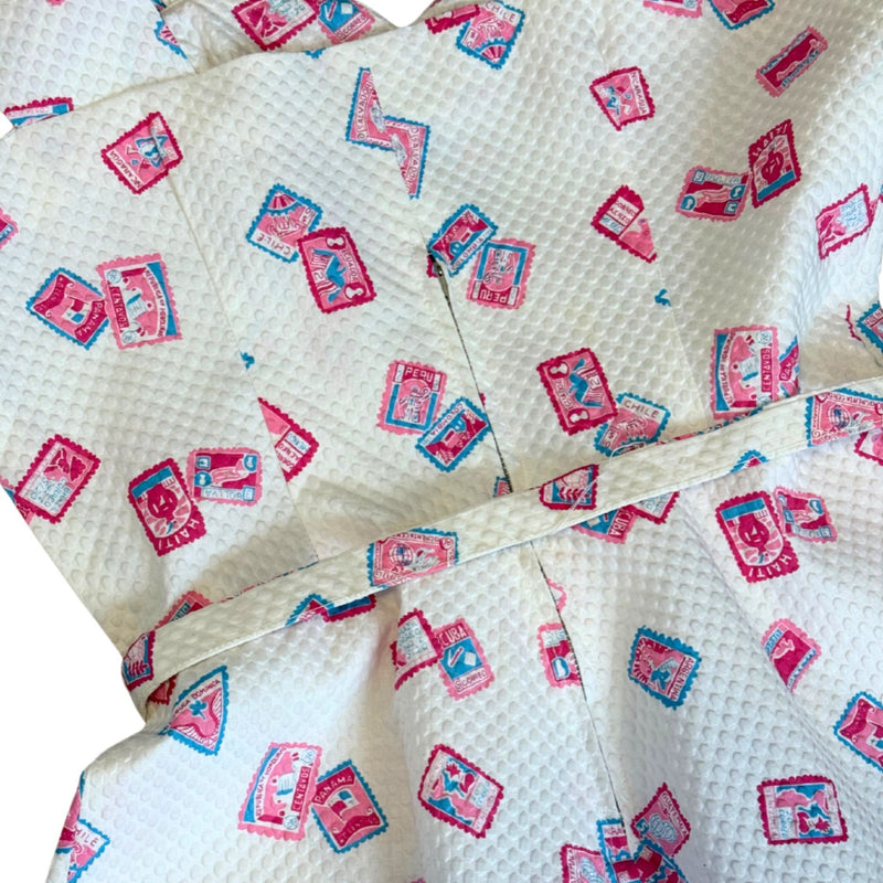 VINTAGE Shirley Lee Postage Stamp 50s White Textured Dress NWT