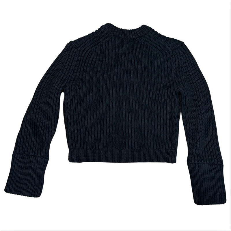 J. CREW Heritage Black Cotton Fisherman Crewneck Sweater $98 EUC S