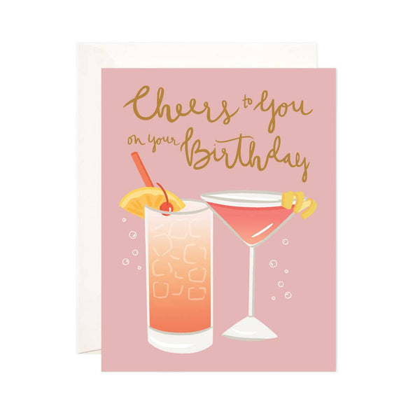 Bloomwolf Studio Pink Cheers Birthday Greeting Card