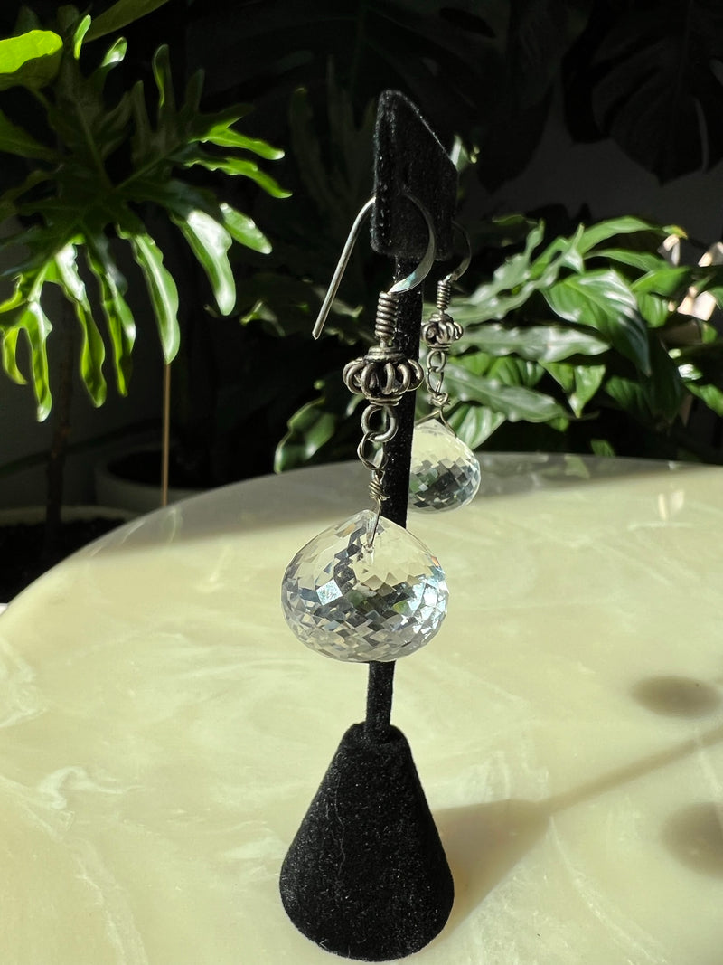 Vintage Crystal Glass Drop Faceted Earrings