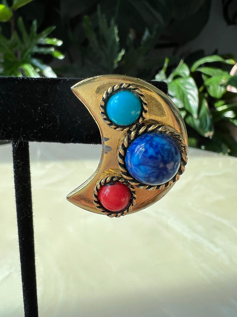 Vintage Cabochon Gold Moons