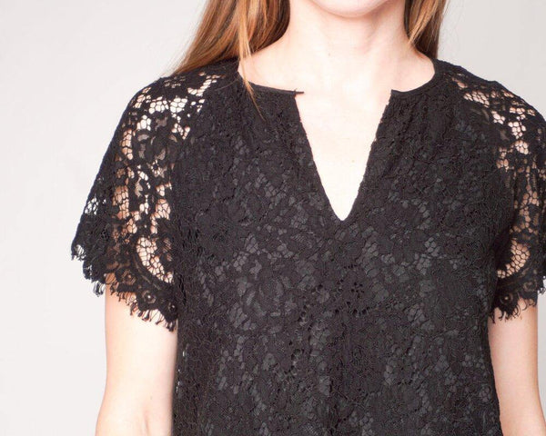 J. CREW Black Short-Sleeve Floral Lace Top (Size XS) - Fashion Without Trashin