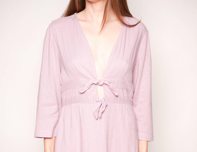 FREE PEOPLE Tied Together Lilac Smocked Back Mini Dress - Fashion Without Trashin