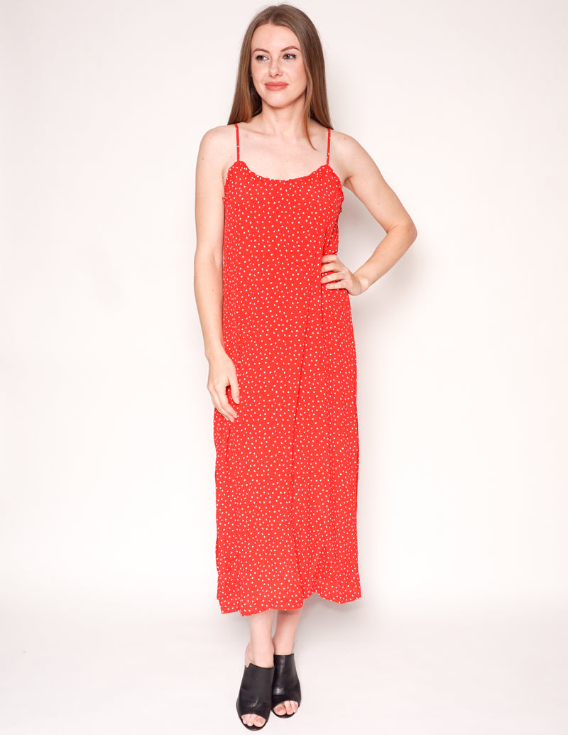 SEEN WORN KEPT x ANTHROPOLOGIE Red Polka Dot Slip Midi Dress