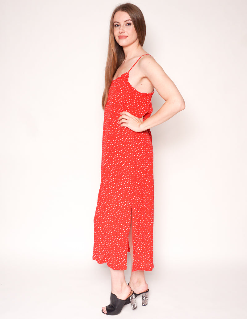 SEEN WORN KEPT x ANTHROPOLOGIE Red Polka Dot Slip Midi Dress