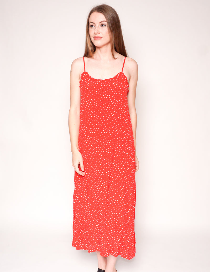 SEEN WORN KEPT x ANTHROPOLOGIE Red Polka Dot Slip Midi Dress