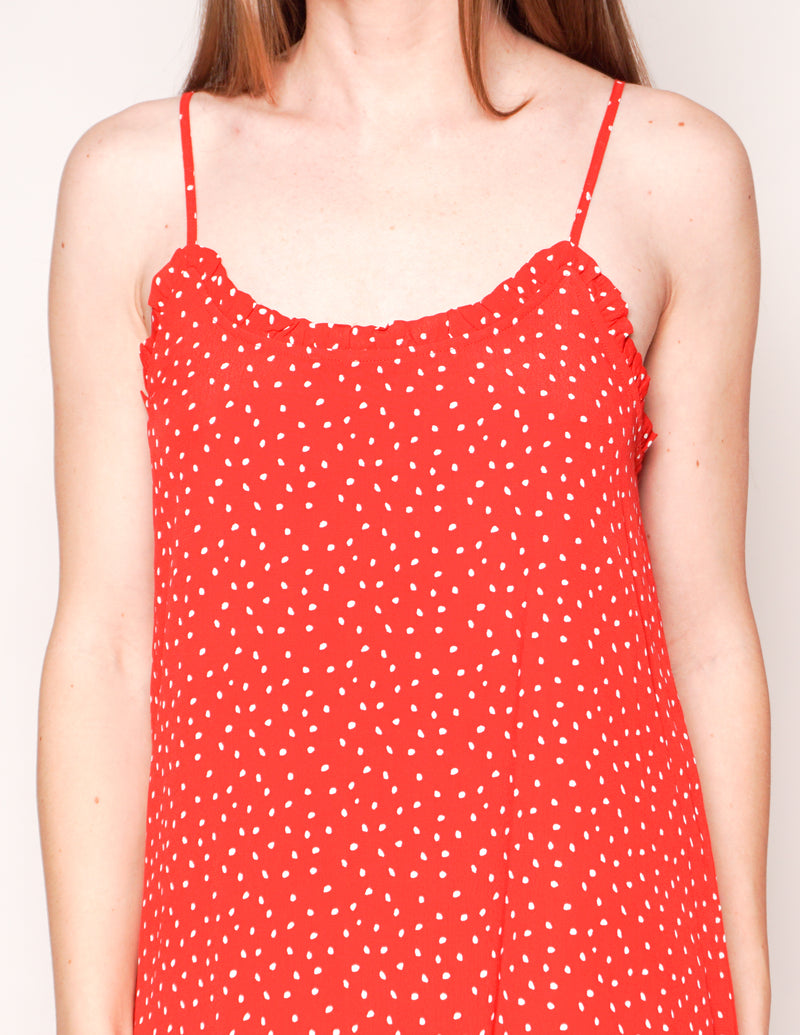 SEEN WORN KEPT x ANTHROPOLOGIE Red Polka Dot Slip Midi Dress